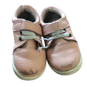 Monkey Feet Size 12-18 months Pink Leather Hard Sole Velcro Sneakers